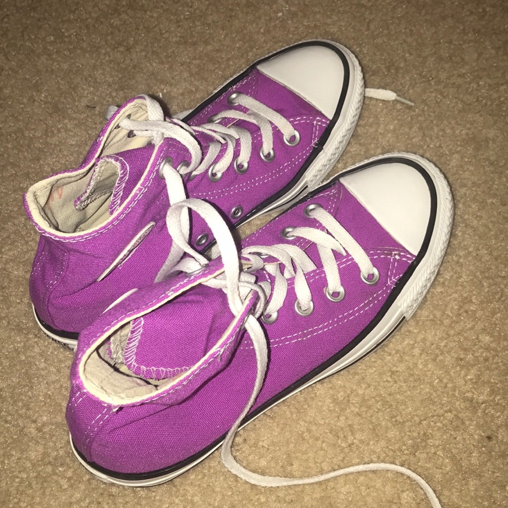 Purple converse high tops